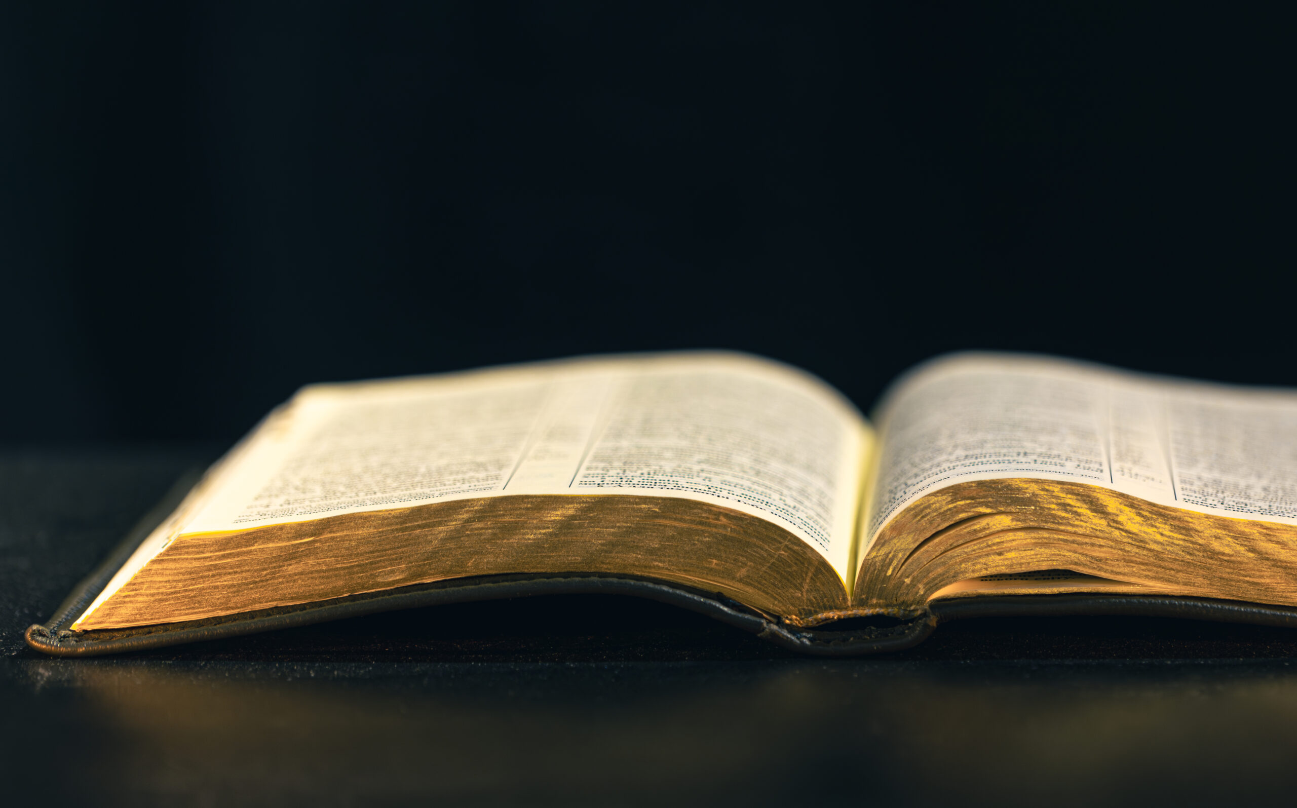 Illuminated open scripture pages